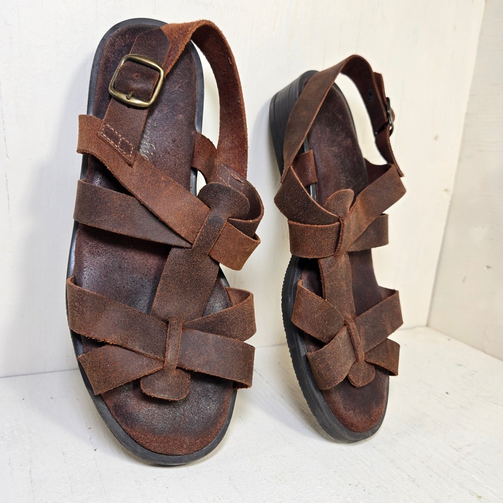 Ponte Vecchio Brown Suede Leather Strappy Slingback Sandals Made in Italy Womens - Picture 2 of 8